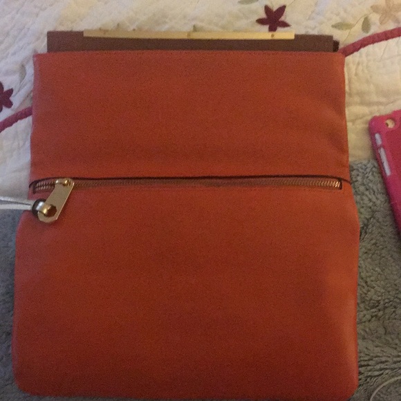 Orange brown Leather Clutch - Picture 2 of 6
